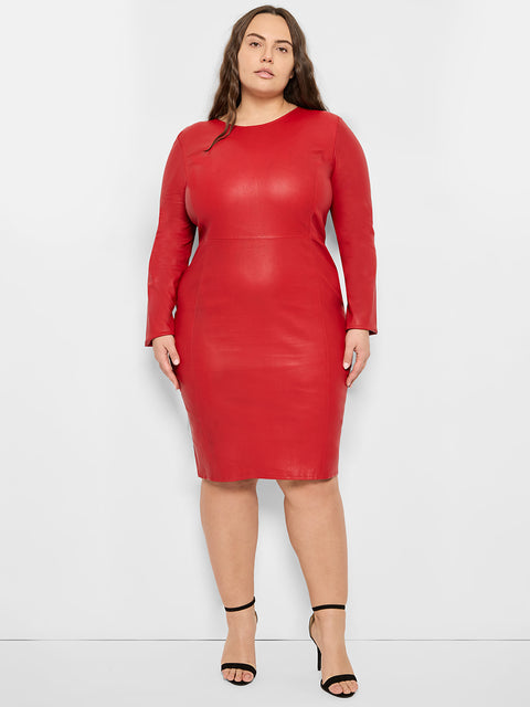 CURVE MRS. SMITH STRETCH LEATHER DRESS