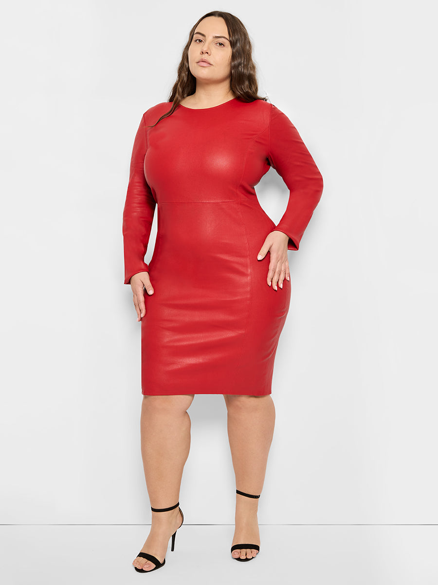 MRS. Smith Stretch Leather Dress 3XL / Coco Red MRS. Smith Stretch Leather Dress 3XL / Coco Red