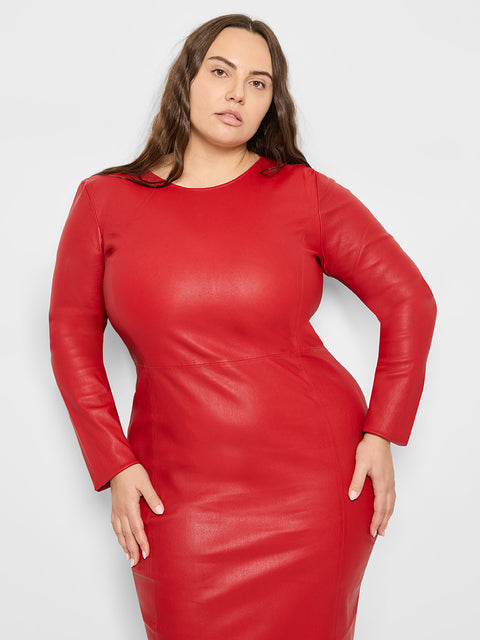 CURVE MRS. SMITH STRETCH LEATHER DRESS