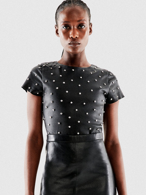 MARGOT STRETCH LEATHER TEE