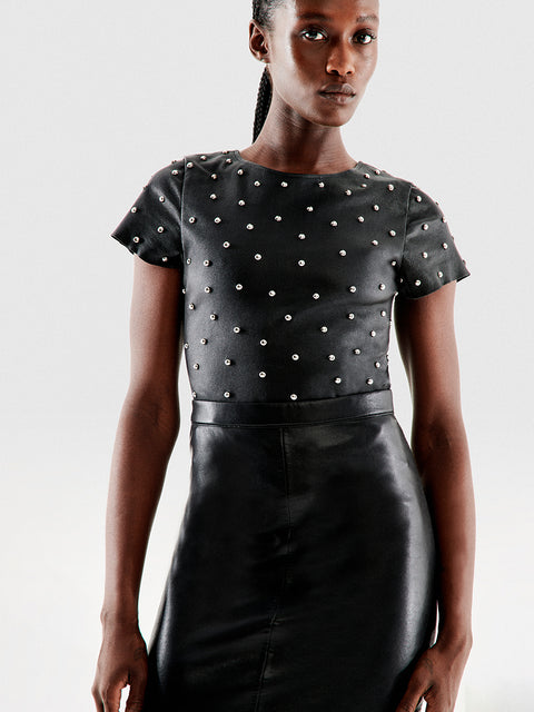 MARGOT STRETCH LEATHER TEE