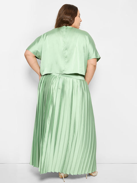CURVE MATCHA PLEATED SKIRT