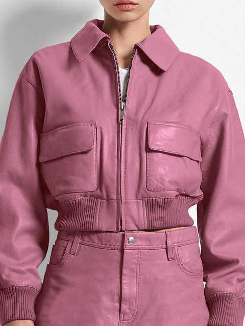 FLORENCE UPCYCLED LEATHER BOMBER JACKET