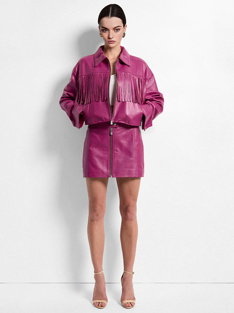 CURVE JEREMIAH UPCYCLED LEATHER FRINGE JACKET