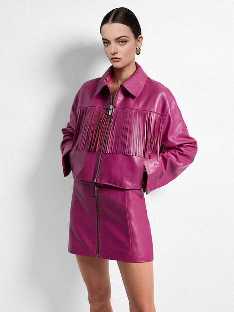 CURVE JEREMIAH UPCYCLED LEATHER FRINGE JACKET