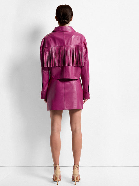 JEREMIAH UPCYCLED LEATHER FRINGE JACKET