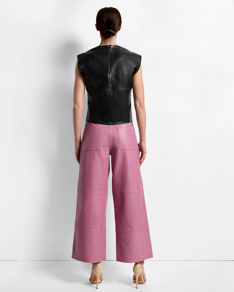 RUBY UPCYCLED LEATHER WIDE LEG JEANS - AS by DF