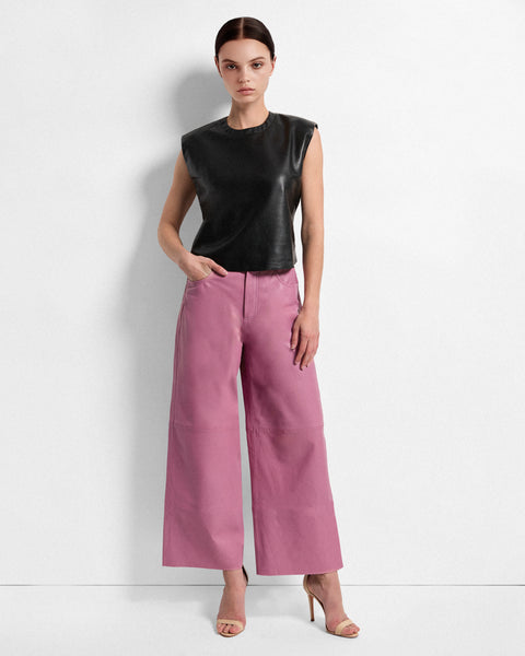 RUBY UPCYCLED LEATHER WIDE LEG JEANS