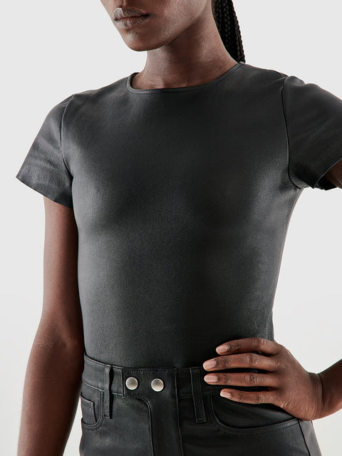 BRANDO STRETCH LEATHER TEE - AS by DF
