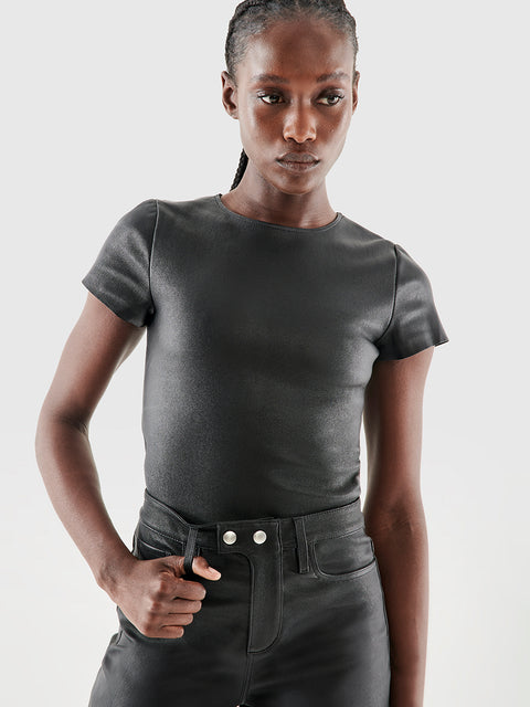 BRANDO STRETCH LEATHER TEE