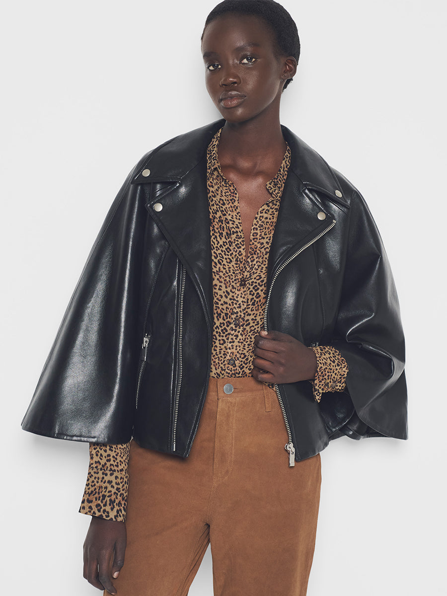 FAITH RECYCLED LEATHER MOTO CAPE – AS by DF