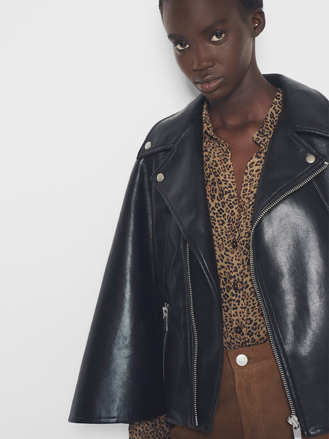 FAITH RECYCLED LEATHER MOTO CAPE