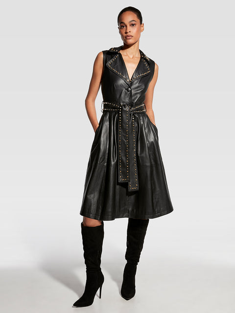 STEVIE UPCYCLED LEATHER TRENCH DRESS