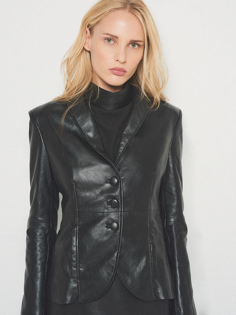 DENISE TAILORED RECYCLED LEATHER BLAZER