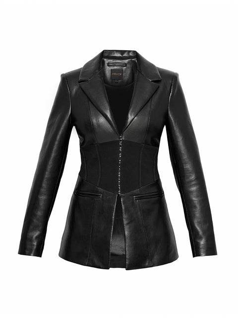 AMOUR RECYCLED LEATHER BLAZER