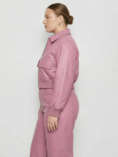 CURVE FLORENCE UPCYCLED LEATHER BOMBER JACKET