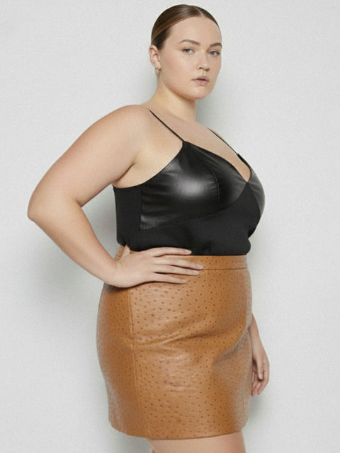 CURVE NADINE UPCYCLED LEATHER SKIRT