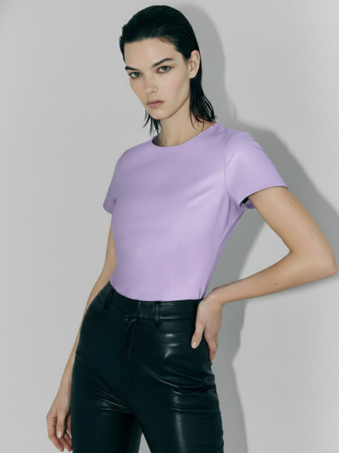 BRANDO STRETCH LEATHER TEE - AS by DF