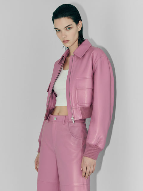 FLORENCE UPCYCLED LEATHER BOMBER JACKET