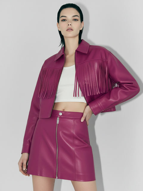 JEREMIAH UPCYCLED LEATHER FRINGE JACKET - AS by DF