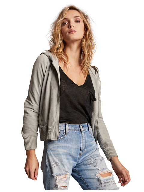 LUXE SHRUNKEN SUEDE HOODIE