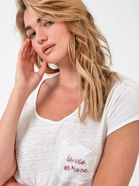TEE IN LINO LA VIE EN ROSE