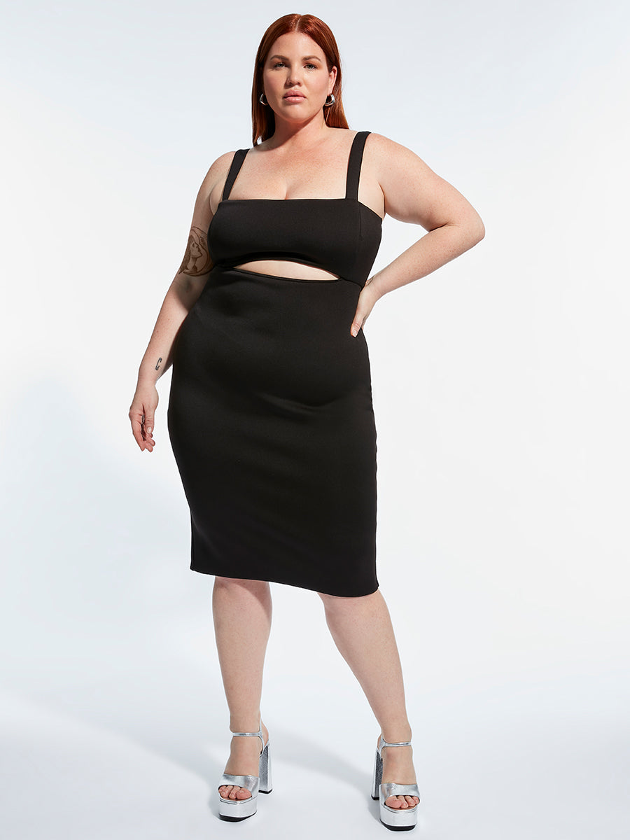 As by DF Cleo Satin Midi Dress Black As by DF Cleo Satin Midi Dress Black