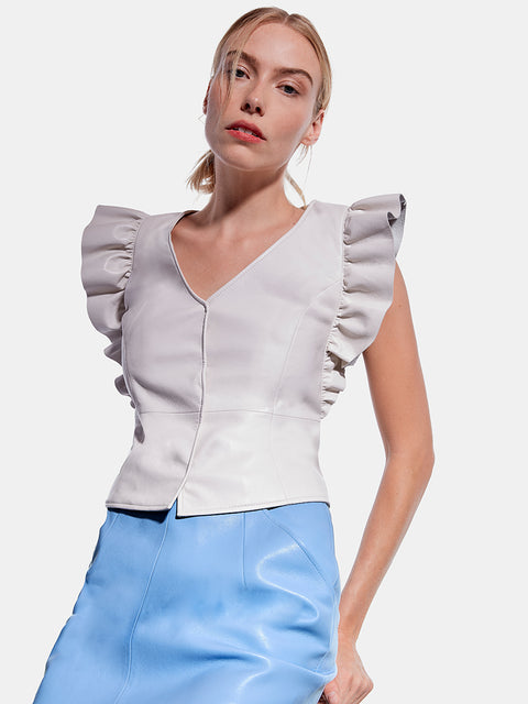 SYLVIA RECYCLED LEATHER TOP