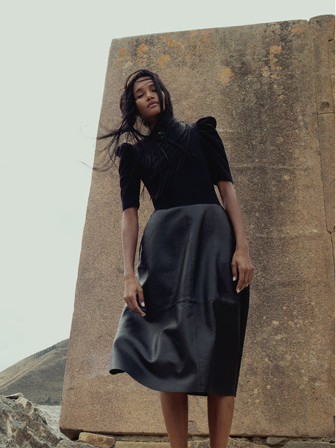 AMARE RECYCLED LEATHER DRESS