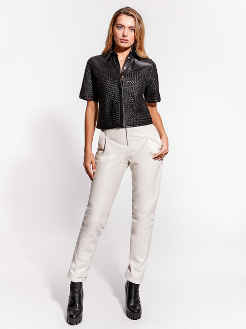 DENISE RECYCLED LEATHER TROUSER
