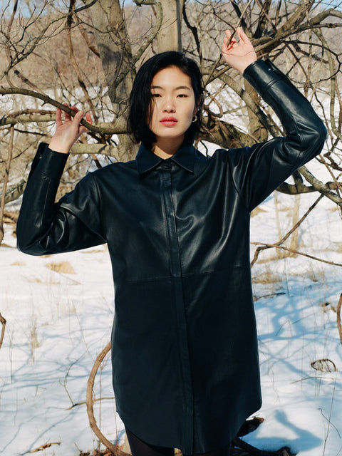 BONSOIR RECYCLED LEATHER SHIRTDRESS