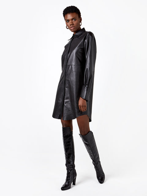 BONSOIR RECYCLED LEATHER SHIRTDRESS