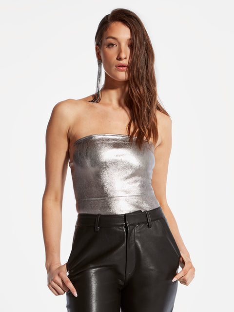 CINEMATIQUE STRETCH LEATHER BUSTIER - AS by DF
