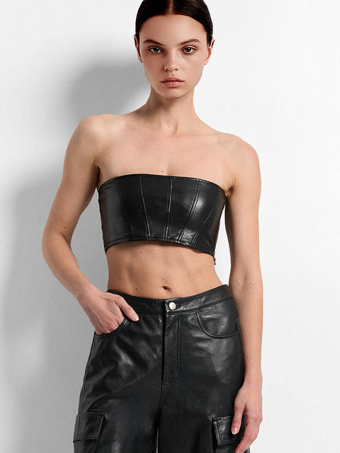 MAGRA RECYCLED LEATHER TOP