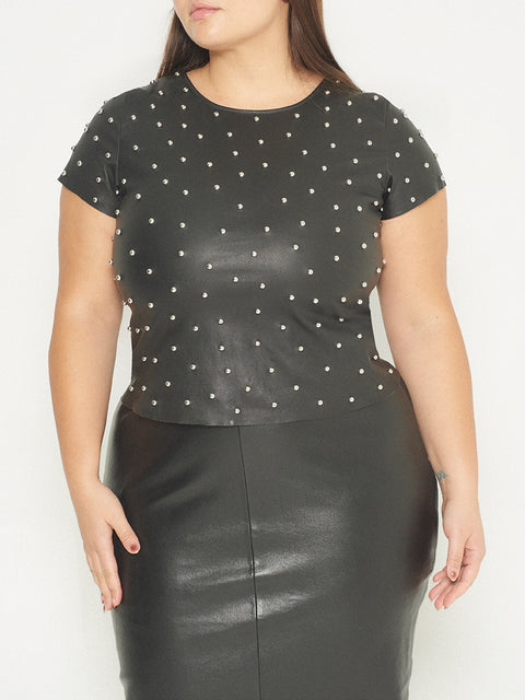 CURVE MARGOT STRETCH LEATHER TEE