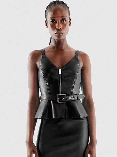 CLAUDE RECYCLED LEATHER TOP