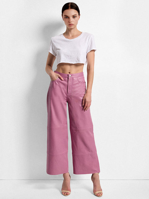 CURVE RUBY UPCYCLED LEATHER WIDE LEG JEANS