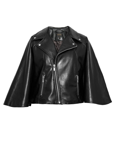 FAITH RECYCLED LEATHER MOTO CAPE