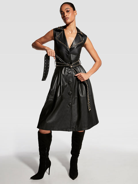 STEVIE UPCYCLED LEATHER TRENCH DRESS
