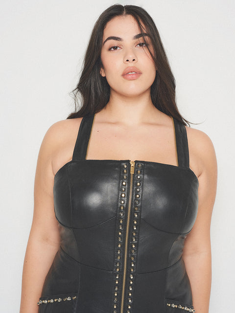 CURVE STEVIE UPCYCLED LEATHER DRESS
