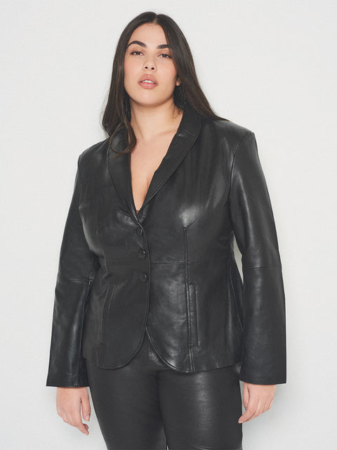 CURVE DENISE TAILORED RECYCLED LEATHER BLAZER