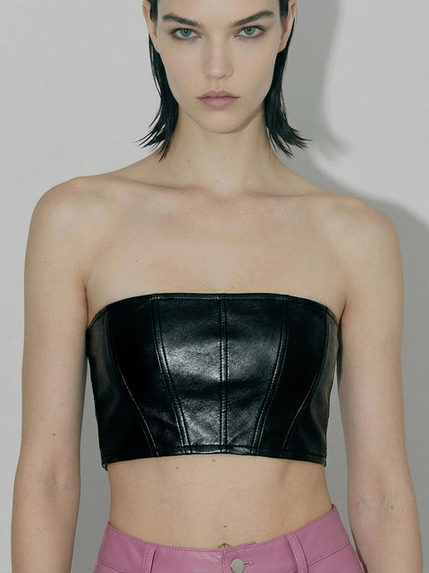 CURVE MAGRA RECYCLED LEATHER TOP - AS by DF