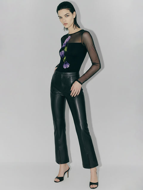 ROWAN RECYCLED LEATHER CROPPED MICRO FLARES - AS by DF