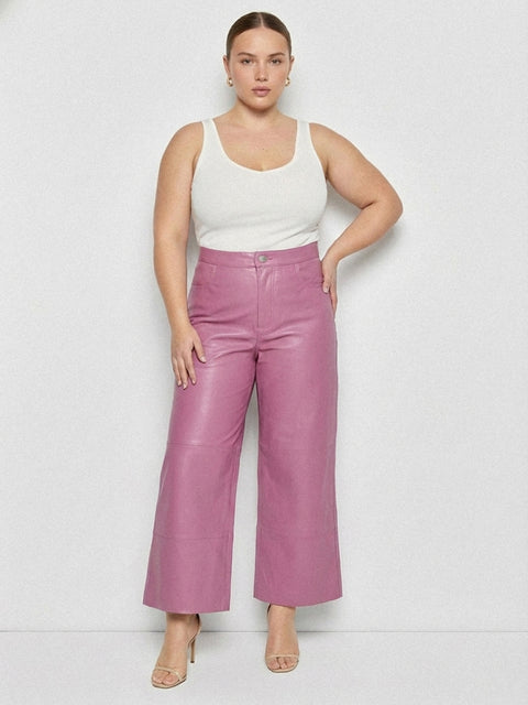 CURVE RUBY UPCYCLED LEATHER WIDE LEG JEANS