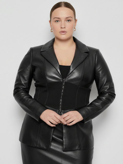 CURVE AMOUR RECYCLED LEATHER BLAZER