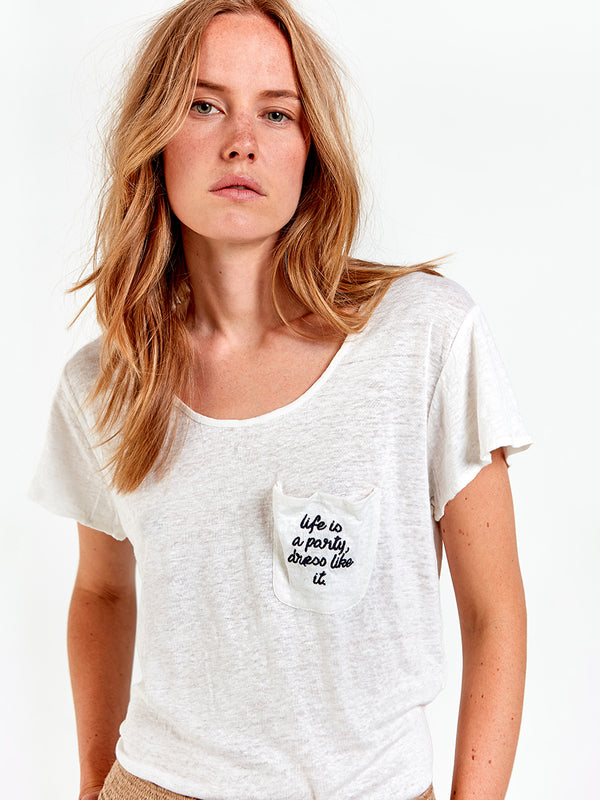 LIFE IS A PARTY LINEN TEE