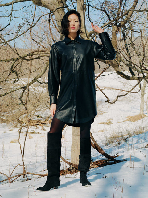 BONSOIR RECYCLED LEATHER SHIRTDRESS