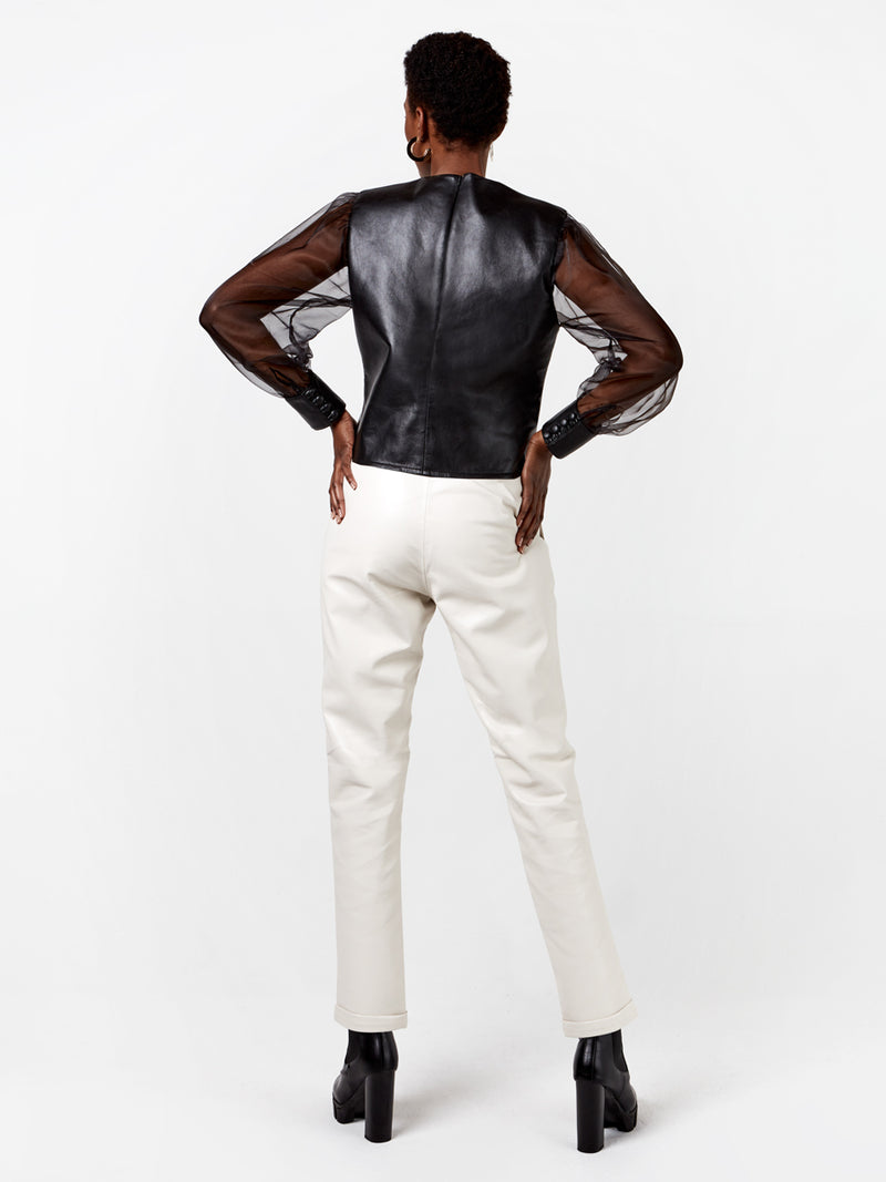 GENEVIEVE RECYCLED LEATHER TOP