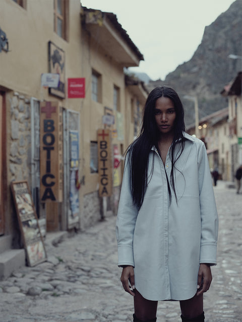 BONSOIR RECYCLED LEATHER SHIRTDRESS