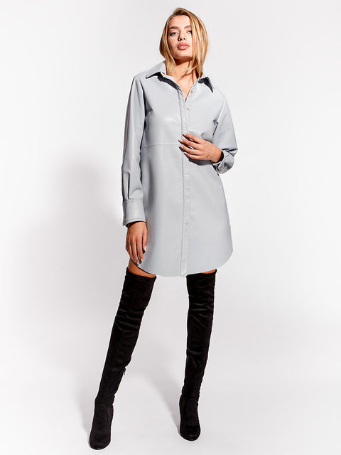 BONSOIR RECYCLED LEATHER SHIRTDRESS